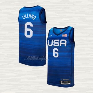 Maglia Damian Lillard NO 6 USA 2021 Blu