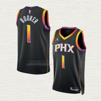 Maglia Devin Booker NO 1 Phoenix Suns Statement 2022-23 Nero