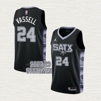 Maglia Devin Vassell NO 24 San Antonio Spurs Statement 2022-23 Nero