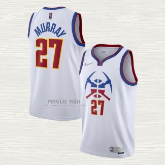 Maglia Jamal Murray NO 27 Denver Nuggets Earned 2020-21 Bianco