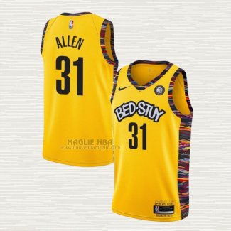 Maglia Jarrett Allen NO 31 Brooklyn Nets Citta 2020-21 Giallo