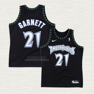 Maglia Kevin Garnett NO 21 Minnesota Timberwolves Classic Nero