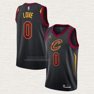 Maglia Kevin Love NO 0 Cleveland Cavaliers Statement 2020-21 Nero