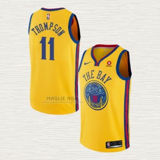 Maglia Klay Thompson NO 11 Golden State Warriors Citta Giallo