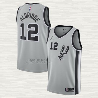 Maglia LaMarcus Aldridge NO 12 San Antonio Spurs Statement Grigio