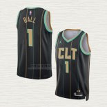 Maglia LaMelo Ball NO 1 Charlotte Hornets Citta 2022-23 Nero