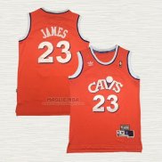 Maglia LeBron James NO 23 Cleveland Cavaliers Throwback Arancione