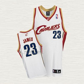 Maglia LeBron James NO 23 Cleveland Cavaliers Throwback Bianco