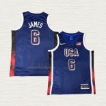 Maglia LeBron James NO 6 USA 2025 Blu