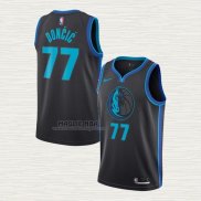 Maglia Luka Doncic NO 77 Dallas Mavericks Citta 2018-19 Blu