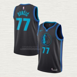 Maglia Luka Doncic NO 77 Dallas Mavericks Citta 2018-19 Blu