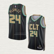 Maglia Mason Plumlee NO 24 Charlotte Hornets Citta 2022-23 Nero