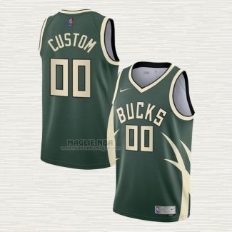 Maglia Milwaukee Bucks Personalizzate Earned 2020-21 Verde