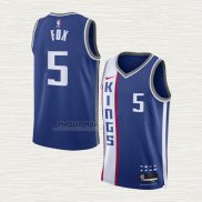 Maglia NO 5 Sacramento Kings Citta 2023-24 Blu De'Aaron Fox