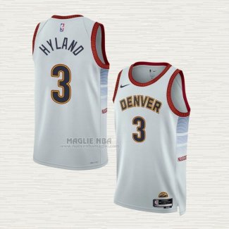 Maglia Nahshon Hyland NO 3 Denver Nuggets Citta 2022-23 Bianco