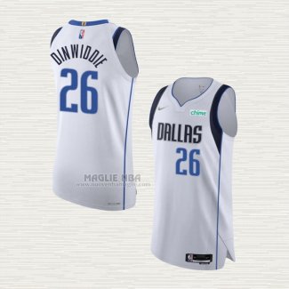 Maglia Spencer Dinwiddie NO 26 Dallas Mavericks Association Autentico Bianco