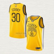 Maglia Stephen Curry NO 30 Golden State Warriors Earned Giallo