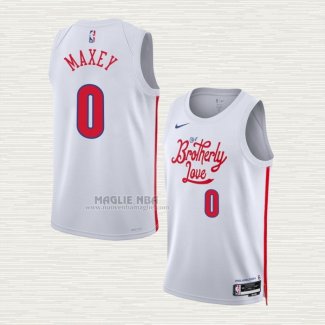 Maglia Tyrese Maxey NO 0 Philadelphia 76ers Citta 2022-23 Bianco