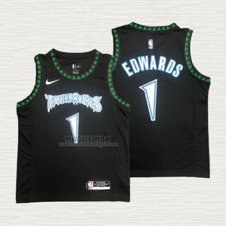 Maglia Anthony Edwards NO 1 Minnesota Timberwolves Classics Nero