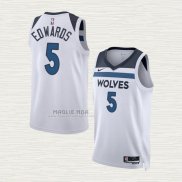 Maglia Anthony Edwards NO 5 Minnesota Timberwolves Association 2022-23 Bianco