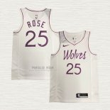 Maglia Derrick Rose NO 25 Minnesota Timberwolves Earned Bianco