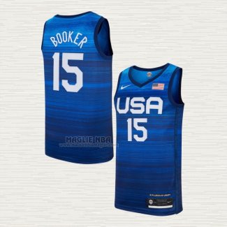 Maglia Devin Booker NO 15 USA 2021 Blu