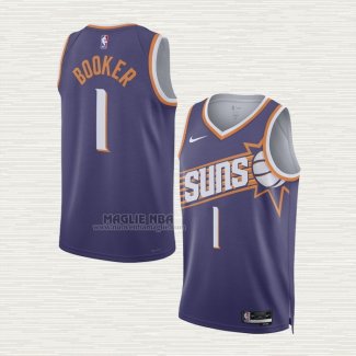 Maglia Devin Booker NO 1 Phoenix Suns Icon 2023-24 Viola