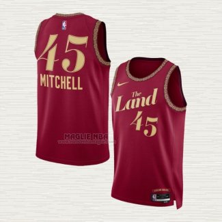 Maglia Donovan Mitchell NO 45 Cleveland Cavaliers Citta 2023-24 Rosso