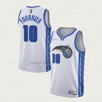 Maglia Evan Fournier NO 10 Orlando Magic Earned 2020-21 Bianco