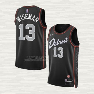 Maglia James Wiseman NO 13 Detroit Pistons Citta 2023-24 Nero