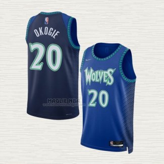 Maglia Josh Okogie NO 20 Minnesota Timberwolves Citta 2021-22 Blu