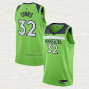 Maglia Karl-Anthony Towns NO 32 Minnesota Timberwolves Statement Verde