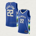 Maglia Khris Middleton NO 22 Milwaukee Bucks Citta 2022-23 Blu