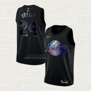 Maglia Kobe Bryant NO 24 Los Angeles Lakers Iridescent Logo Nero