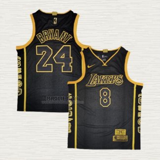 Maglia Kobe Bryant NO 8 24 Los Angeles Lakers Retirement Nero