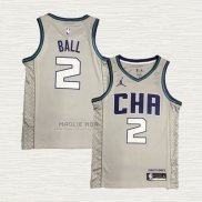 Maglia LaMelo Ball NO 2 Charlotte Hornets Citta Edition Grigio