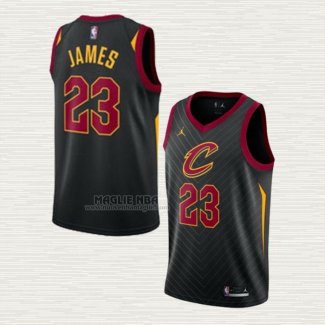 Maglia LeBron James NO 23 Cleveland Cavaliers Statement 2020-21 Nero