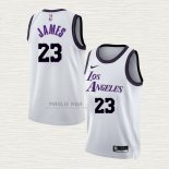 Maglia LeBron James NO 23 Los Angeles Lakers Citta 2022-23 Bianco