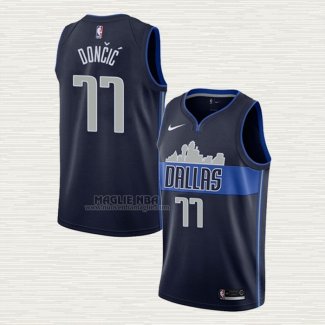 Maglia Luka Doncic NO 77 Dallas Mavericks Statement Blu