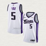 Maglia NO 5 Sacramento Kings Association 2023-24 Bianco De'Aaron Fox