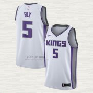 Maglia NO 5 Sacramento Kings Association Bianco De'Aaron Fox