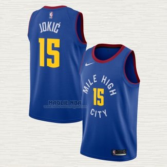 Maglia Nikola Jokic NO 15 Denver Nuggets Statement Blu