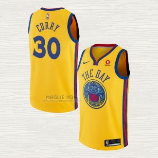 Maglia Stephen Curry NO 30 Golden State Warriors Citta Giallo