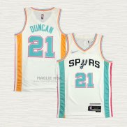 Maglia Tim Duncan NO 21 San Antonio Spurs Citta 2021-22 Bianco