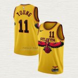 Maglia Trae Young NO 11 Atlanta Hawks Citta 2021-22 Giallo