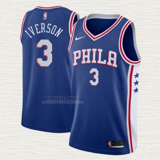 Maglia Allen Iverson NO 3 Philadelphia 76ers Icon Blu