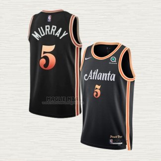 Maglia Dejounte Murray NO 5 Atlanta Hawks Citta 2022-23 Nero