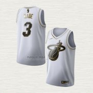 Maglia Dwyane Wade NO 3 Miami Heat Golden Edition Bianco