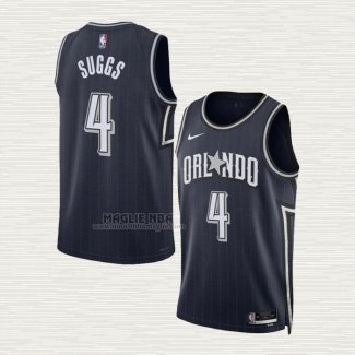 Maglia Jalen Suggs NO 4 Orlando Magic Citta 2023-24 Blu