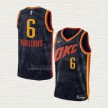 Maglia Jaylin Williams NO 6 Oklahoma City Thunder Citta 2023-24 Nero